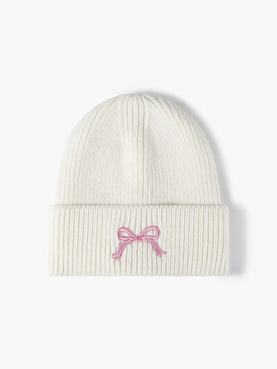 Embroidered Bow Knit Hat - Drazelle Store