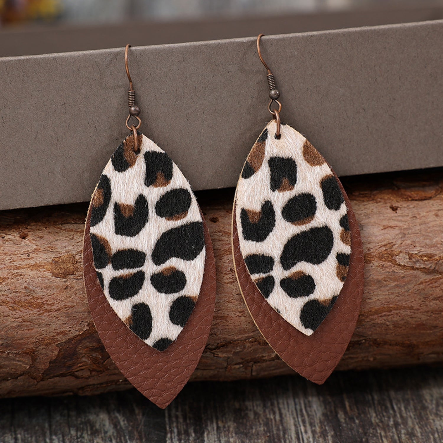 Leaf Shape Leather Dangle Earrings -Drazelle Store