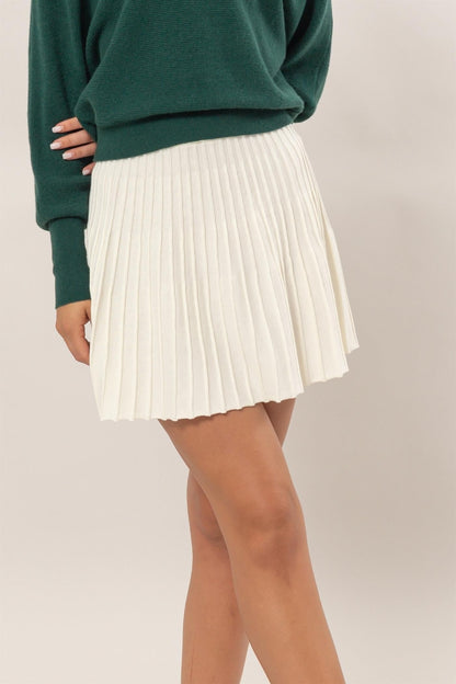 HYFVE High Waist Knit Pleated Flare Mini Skirt - Drazelle Store