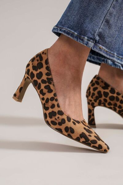 Beast Fashion Faux Suede Leopard Point Toe Pumps - Drazelle Store