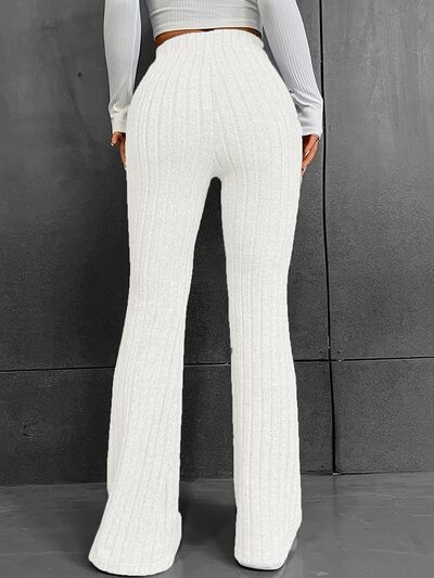 Ribbed High Waist Bootcut Pants - Drazelle Store