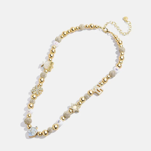 Rhinestone 14K Gold-Plated Beaded Necklace - Drazelle Store