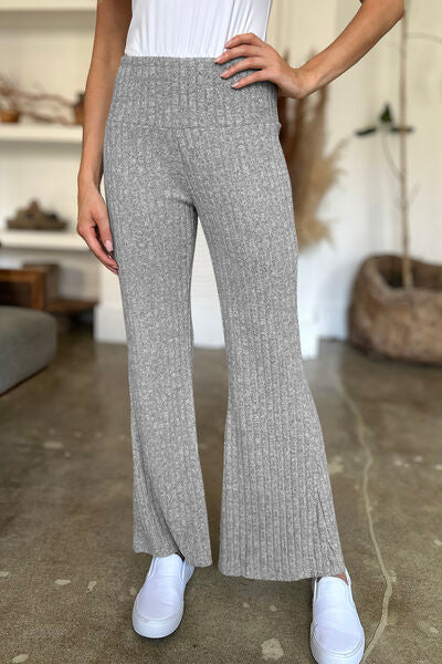 FAM-FAM Ribbed High Waist Flare Pants - Drazelle Store