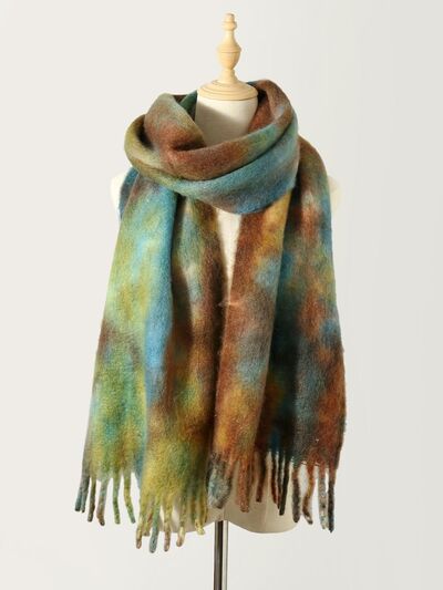 Fringe Tie-Dye Polyester Scarf - Drazelle Store