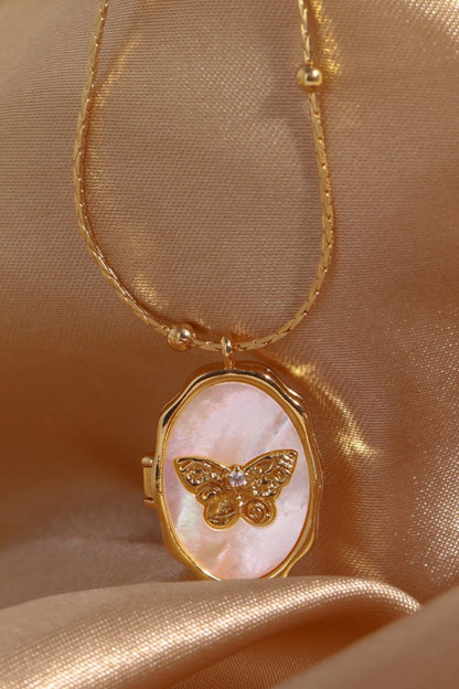 Butterfly Shell Pendant Copper Necklace - Drazelle Store