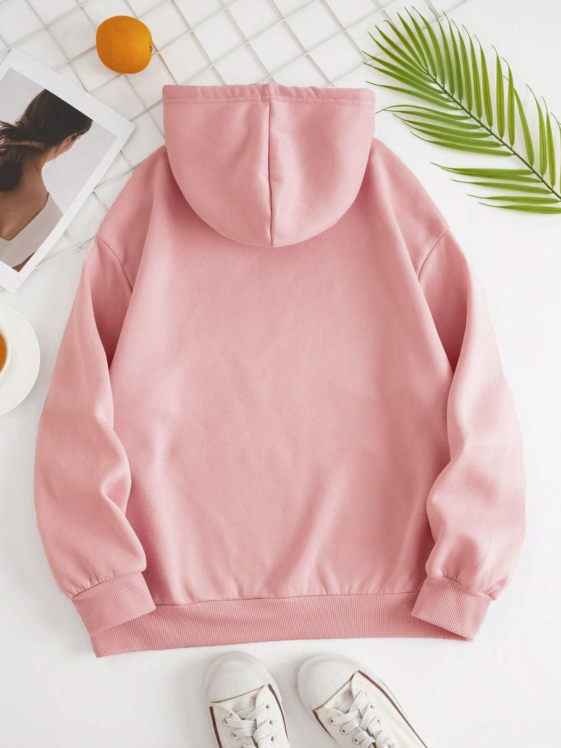 Drawstring Dropped Shoulder Hoodie - Drazelle Store