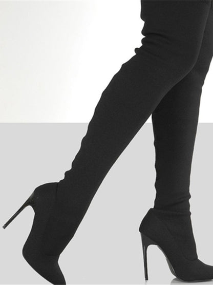 Point Toe Over Knee Stiletto Boots - Drazelle Store