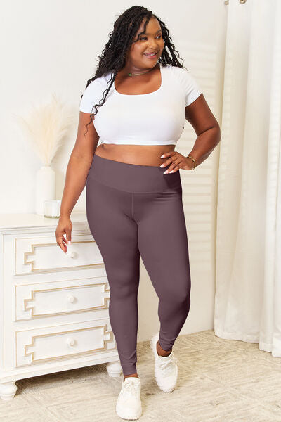 Double Take Wide Waistband Sports Leggings - Drazelle Store