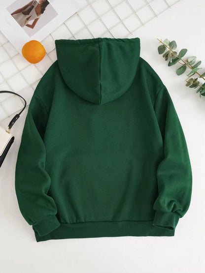 Drawstring Dropped Shoulder Hoodie - Drazelle Store