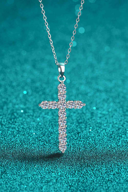 Adored 925 Sterling Silver Cross Moissanite Necklace - Drazelle  Store