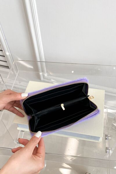 Solid Color Fluff Rectangle Wallet - Drazelle Store