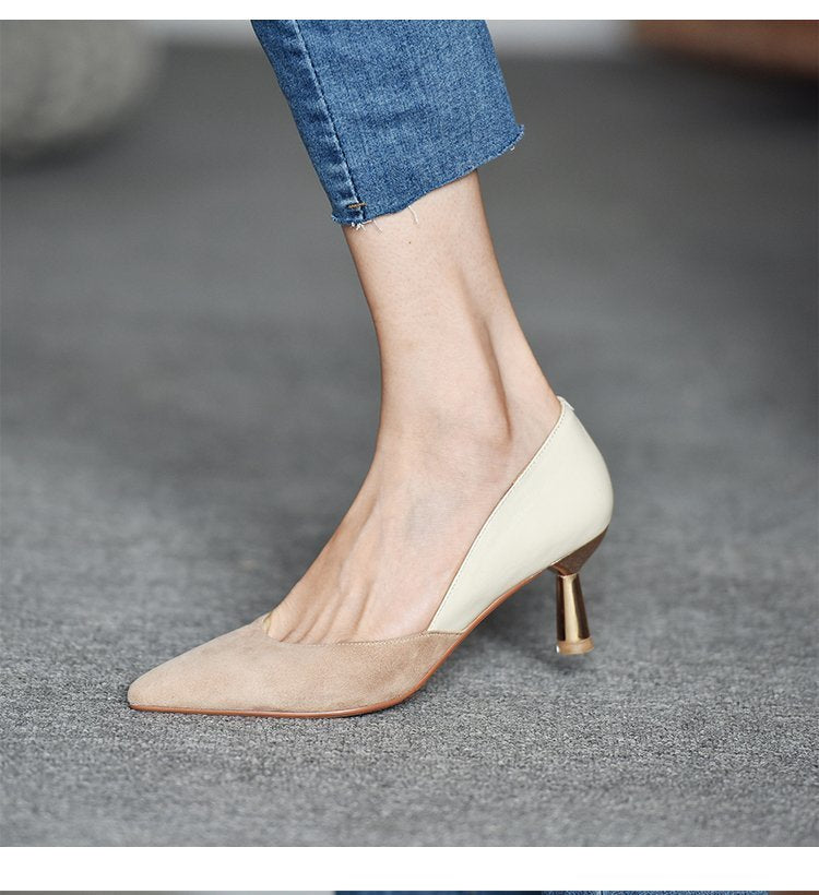 Women's Nude Autumn Pointed Toe Pumps - Drazelle Store