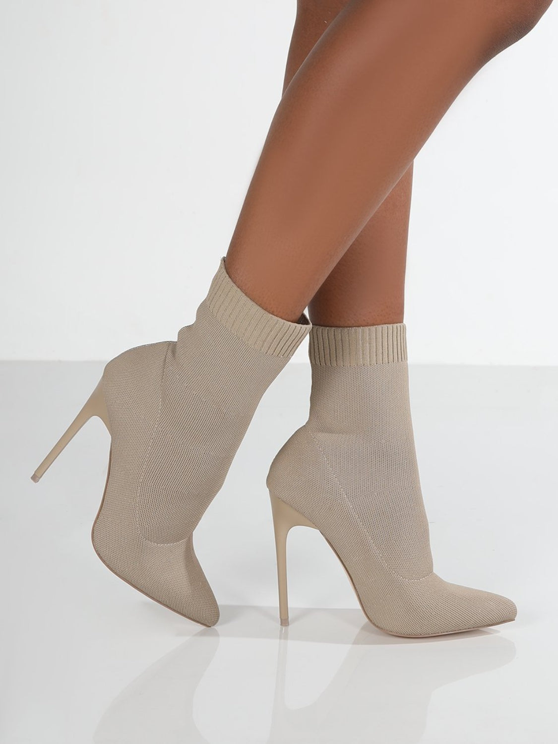 Mesh Point Toe Stiletto Boots - Drazelle Store