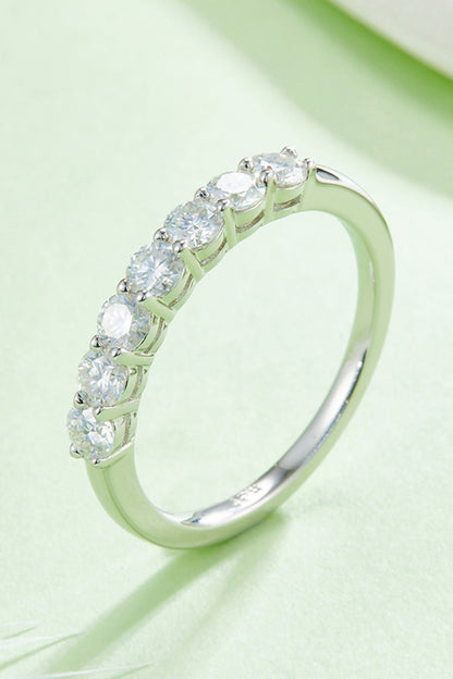 Moissanite Platinum-Plated Half-Eternity Ring - Drazelle Store