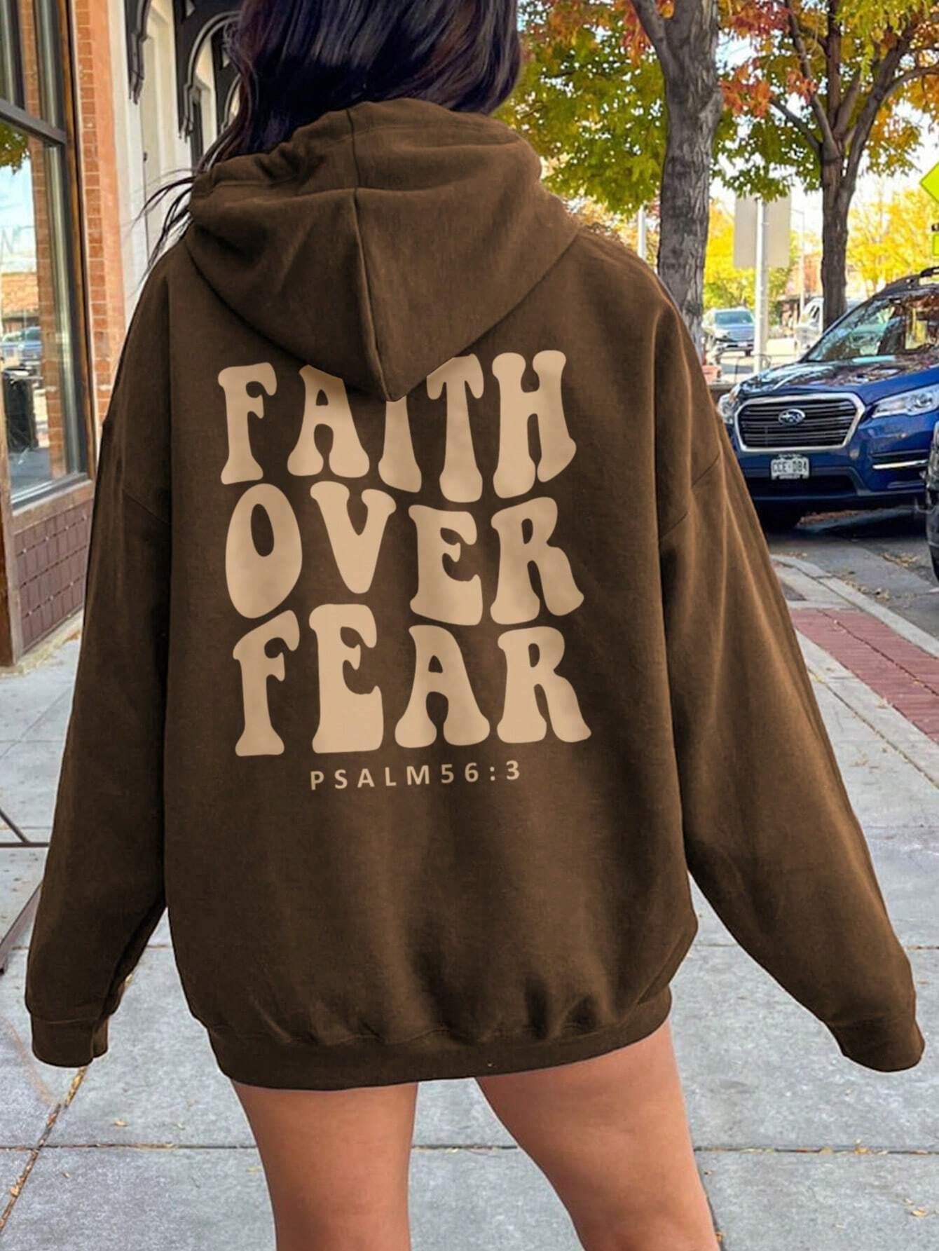 FAITH OVER FEAR Dropped Shoulder Hoodie - Drazelle Store