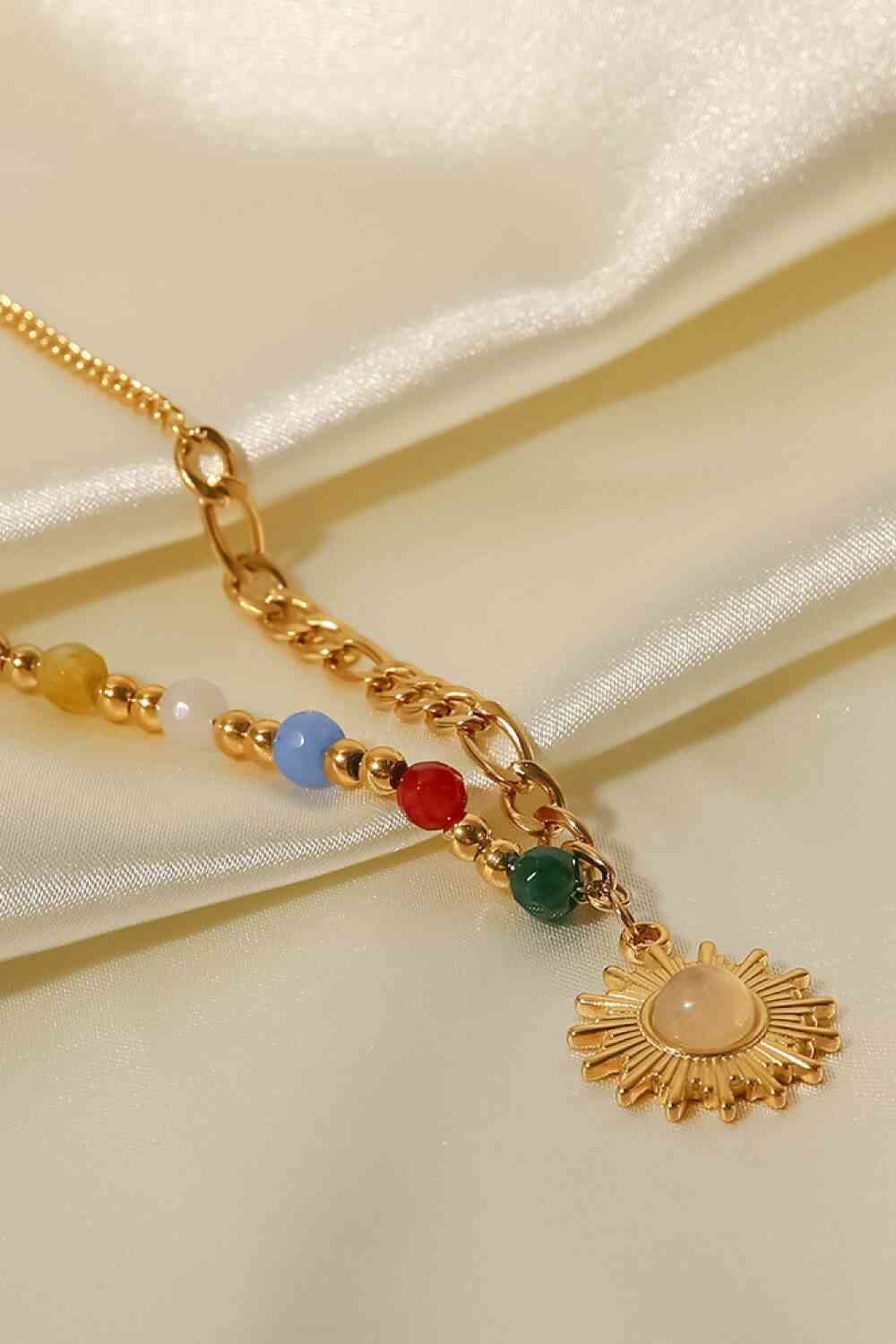 Opal Sun Shape Pendant Necklace - Drazelle Store