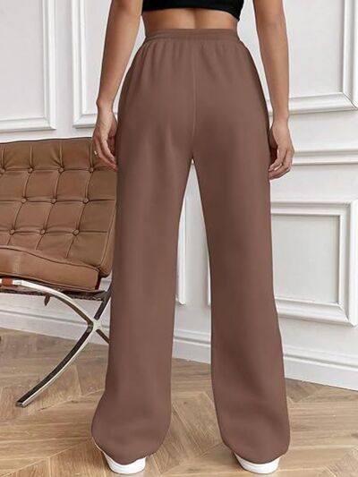 Drawstring Wide Leg Pants with Pockets - Drazelle Store