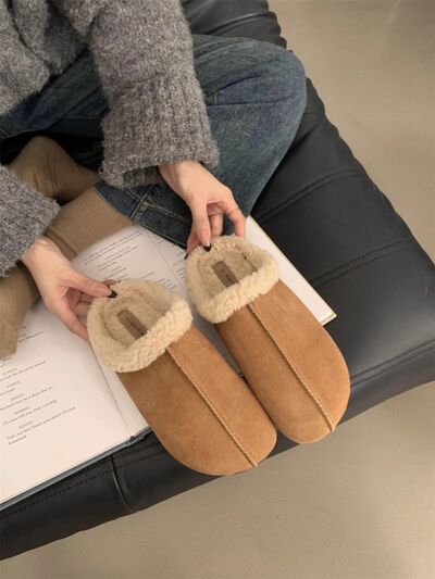 Thermal Fuzzy Round Toe Flat Slippers - Drazelle Store