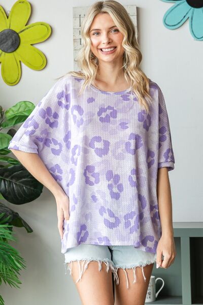 HOPELY Print Waffle Oversized T-Shirt  - Drazelle Store