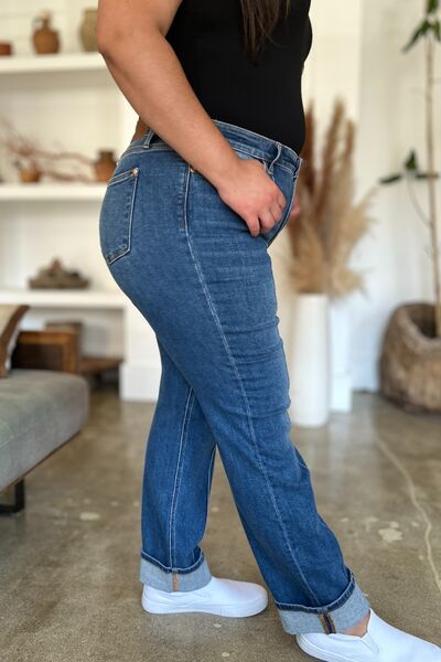 Judy Blue Full Size High Waist Front Seam Detail Straight Jeans - Drazelle Store