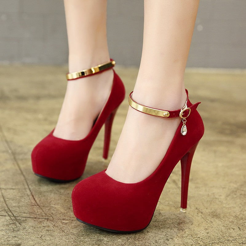 Woman Pumps Metal Ankle Strap - Drazelle Store