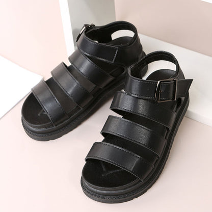 Peep Toe Buckle Platform Sandals - Drazelle Store