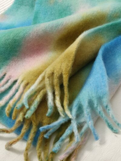 Fringe Tie-Dye Polyester Scarf - Drazelle Store