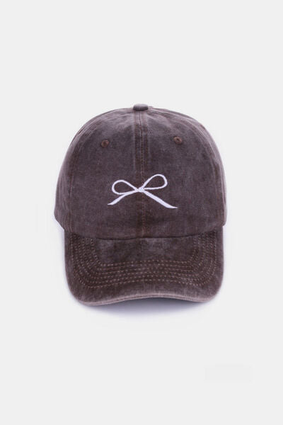 Zenana Bow Embroidered Washed Cotton Caps - Drazelle Store