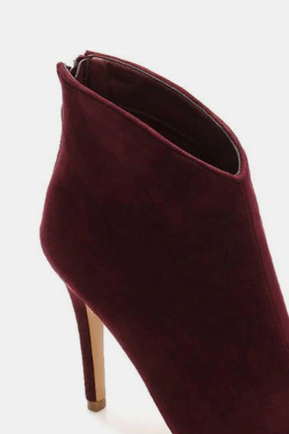 Beast Fashion Suede Stiletto Ankle Booties with Back Zippers - Drazelle Store