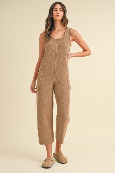 MABLE Sleeveless Knit Crop Jumpsuit with Pockets - Drazelle Store