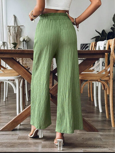 Pocketed Elastic Waist Wide Leg Pants - Drazelle Store