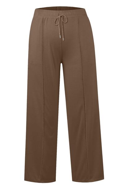 Drawstring Elastic Waist Wide Leg Pants - Drazelle Store