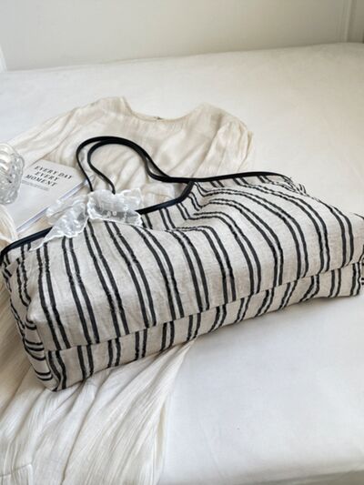 Striped Canvas Tote Bag - Drazelle Store