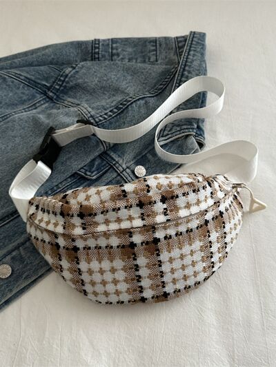 Plaid Wide Strap Crossbody Bag - Drazelle Store