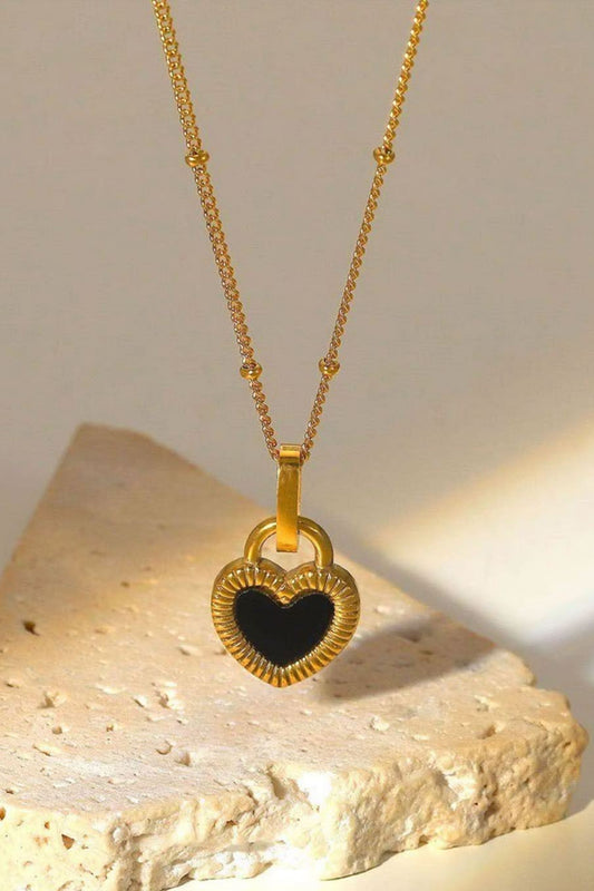 Contrast Heart Pendant Necklace - Drazelle Store