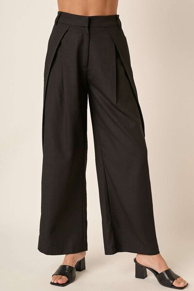 Mittoshop Deep Pleated High Waisted Wide Leg Pants - Drazelle Store