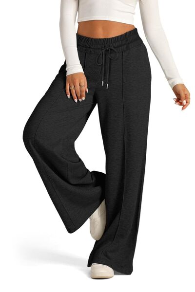 Drawstring Elastic Waist Wide Leg Pants - Drazelle Store