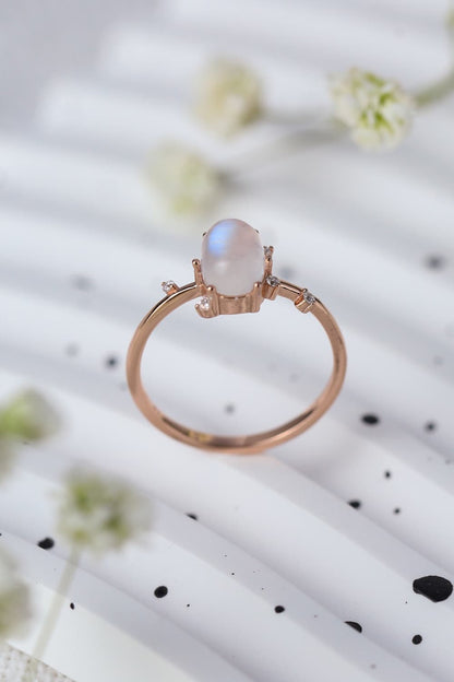 High Quality Natural Moonstone 925 Sterling Silver Ring - Drazelle Store