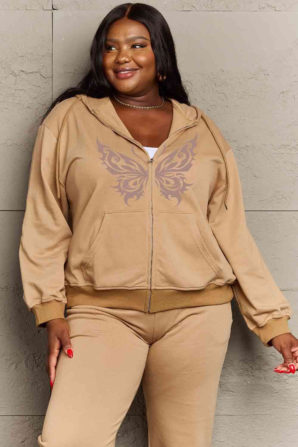 Simply Love Full Size Butterfly Graphic Hoodie - Drazelle Store