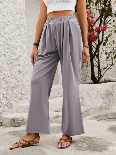 Elastic Waist Wide Leg Pants - Drazelle Store