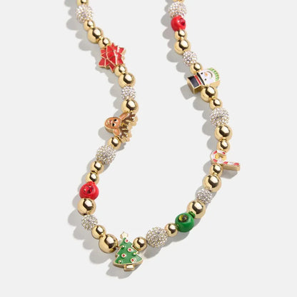 Rhinestone 14K Gold-Plated Beaded Necklace - Drazelle Store