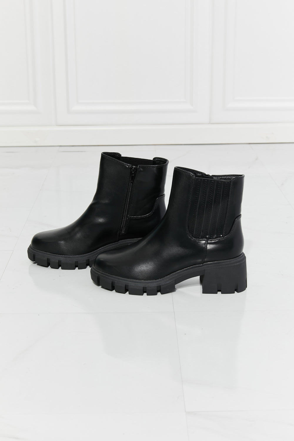 M Shoes What It Takes Lug Sole Chelsea Boots in Black - Drazelle Store