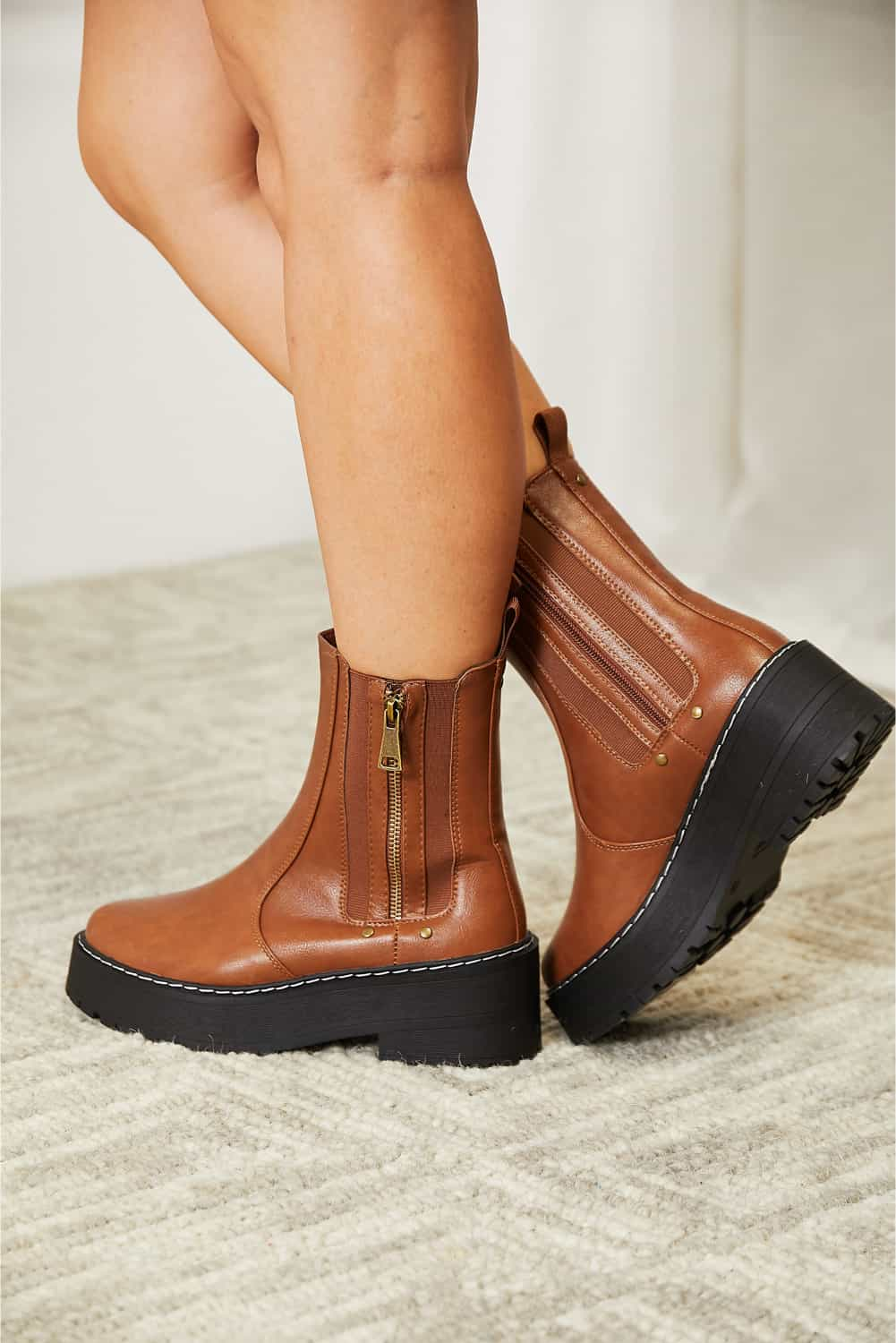 Forever Link Side Zip Platform Boots - Drazelle Store