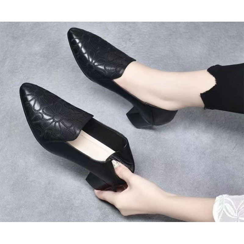 Soft Bottom Pointed Toe Pumps Women's Mid Heel - Drazelle Store