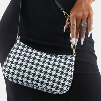 Houndstooth Polyester Handbag - Drazelle Store