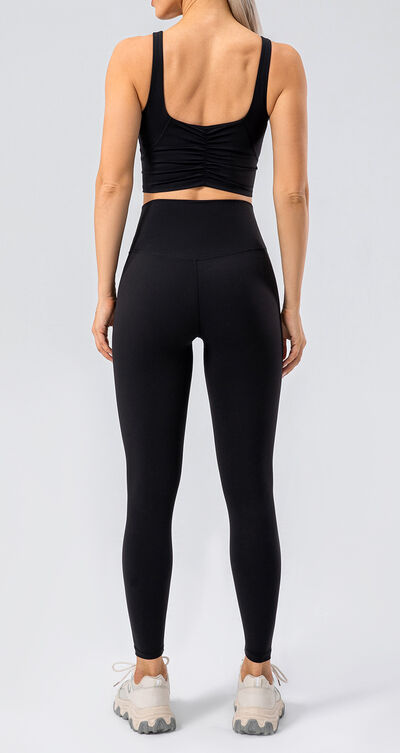 High Waist Wide Waistband Active Leggings - Drazelle Store