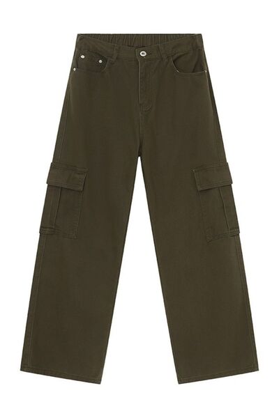 Hight Rise Wide Leg Cargo Pants - Drazelle Store