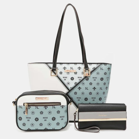 Nicole Lee USA 3-Piece Color Block Handbag Set - Drazelle Store