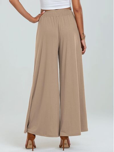 Pocketed Elastic Waist Wide Leg Pants - Drazelle Store