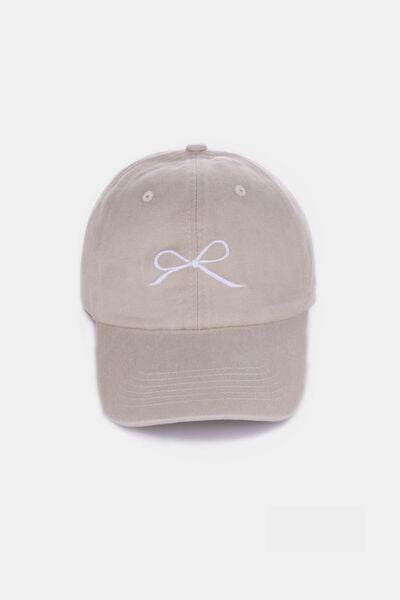 Zenana Bow Embroidered Washed Cotton Caps - Drazelle Store